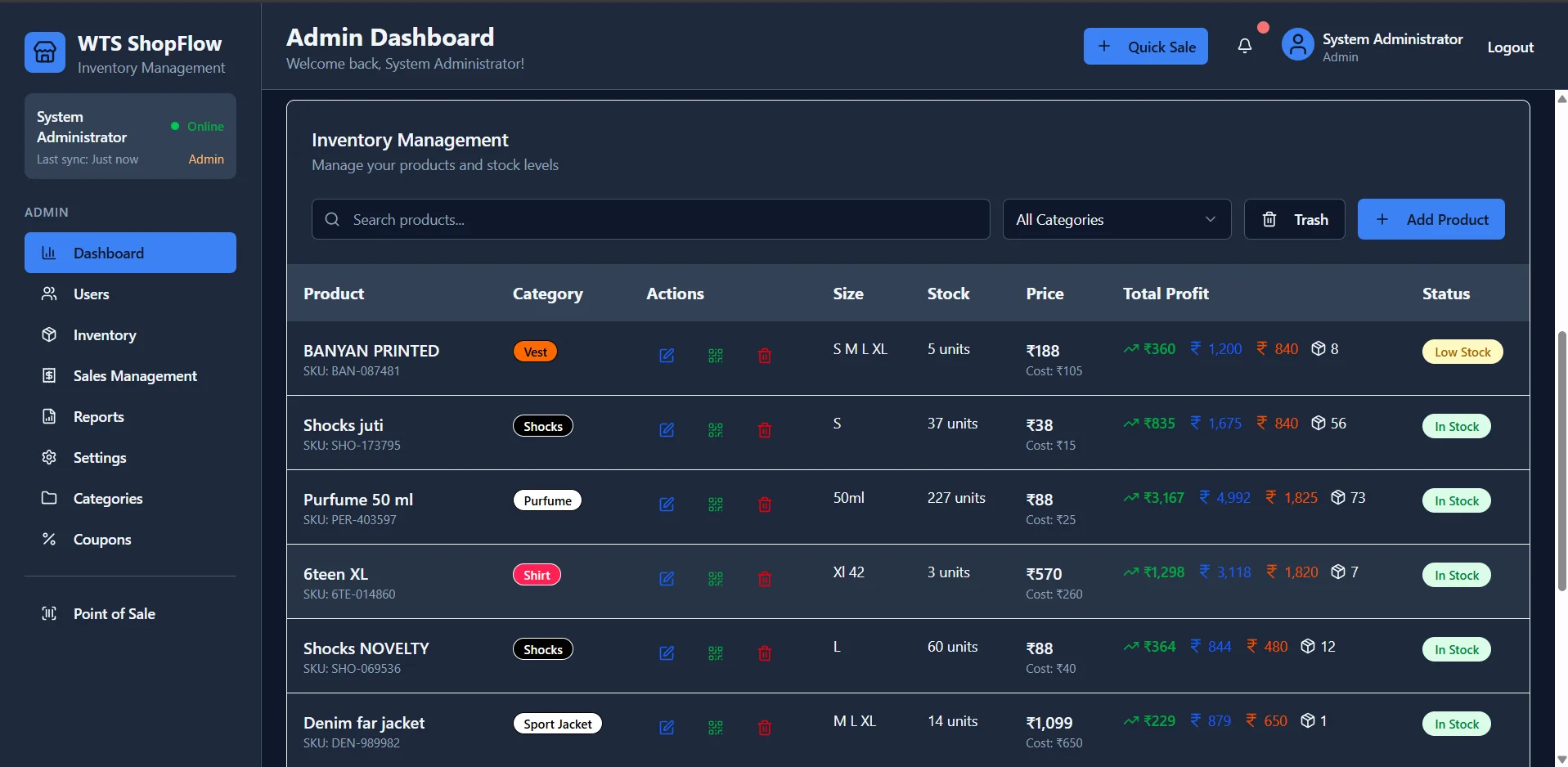 ClothInv - Garment POS & Inventory Management ERP — Arpit Kumar Web Project Preview